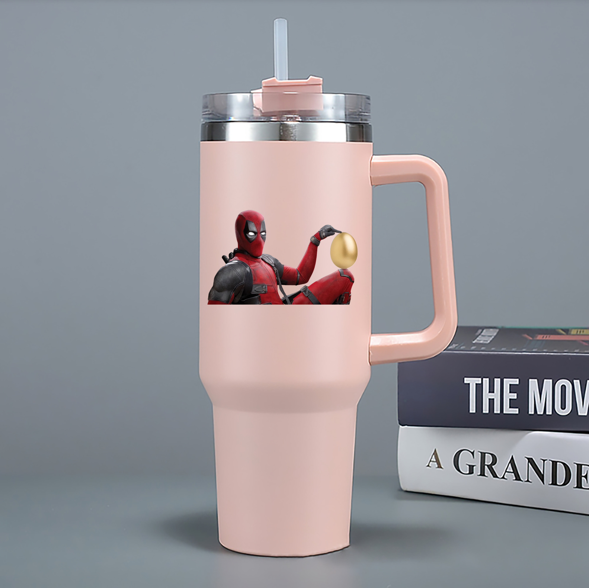 （画像用） Deadpool デッドプール 1200mL車用タンブラー - クリスタルステッカー（プラスチックストロー付き）